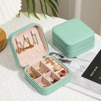 Échantillon Gratuit Luxe Logo Personnalisé Portable Cuir PU Bijoux Bague Collier Étui de Rangement Boîte d'Organisation de Voyage