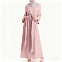 Robe Abaya ethnique pour femmes musulmanes, taille plus, printemps, Ramadan, couleur unie, anti-rides, respirante, polyester, faite à la main, été