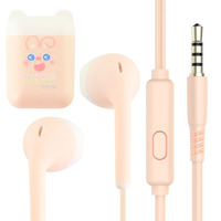KIKI-375 mignon dessin animé 3.5MM filaire écouteur câble casque casque avec boîte de rangement Microphone pour téléphone portable ordinateur MP3 MP4