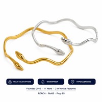 Bracelet Serpent en Acier Inoxydable Plaqué Or 18 carats, Étanche et Inaltérable, Prêt à l'Expédition en Gros pour Femmes