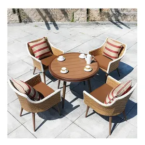 Mây Vườn Patio Bảng Và Ghế Bành Đặt Ngoài Trời Wicker Bộ Đồ Nội Thất