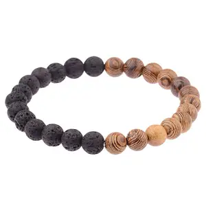 Fashion cheap gem stone beads handmade bangle bracelet lava howlite onyx crystal and Wenge wooden beads