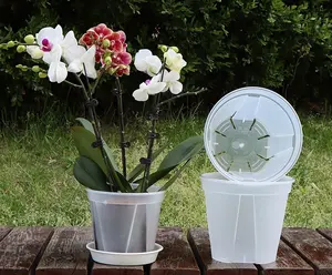 2023 hot selling White Plastic Root control flowerpot with Holes Clear Plastic Pots For Plants