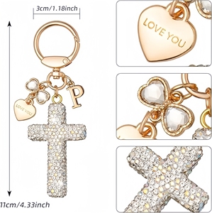 Llavero con Letra Inicial del Alfabeto, Cristal Brillante y Diamantes de Imitación, Colgante para Bolsos, Joyería, Regalos de Bautizo, Recuerdo Cristiano - Product Image 2