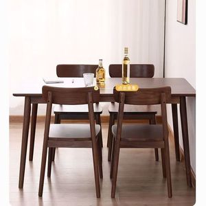 Solid Wood <b>Dining</b> <b>Chair</b> Oak Walnut Color Backrest Nordic Style <b>Dining</b> Room <b>Chair</b> - Product Image 4