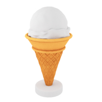 Modèle de sculpture de cornet de crème glacée à une seule cuillère, sur le thème alimentaire, écologique et personnalisé, pour affichage promotionnel brillant à l'entrée d'un magasin de desserts