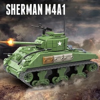 100081 726 pièces Char Sherman M4A1 Soldat Américain Arme Modèle Classique Figurines Briques de Construction Jouets pour Enfants