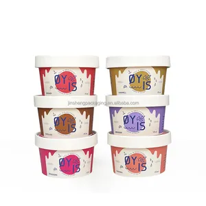 Carta biodegradabile ecologica logo personalizzato 3oz 4oz 5oz 4oz coppa gelato gelato con coperchio cucchiaio