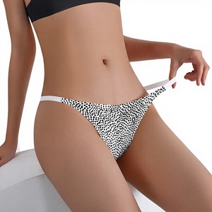Leopard Print Thin Strap Women <b>Thong</b> Panties Low Rise <b>Seamless</b> Ladies G String Underwear Breathable Plus Size Intimates OEM ODM - Product Image 1