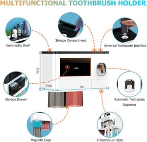 Magnetic Toothbrush Holder <strong>Bathroom</strong> Accessories Automatic Toothpaste Squeezer Dispenser for Home <strong>Bathroom</strong> Sets Storage - Product Image 5