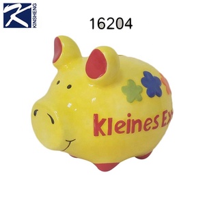 Vente chaude Cadeaux faits à la main de haute qualité Peinture d'<span class=keywords><strong>animaux</strong></span> de dessin animé Pièces de monnaie Banque en céramique Souvenir <span class=keywords><strong>Tirelire</strong></span> rose - Product Image 6