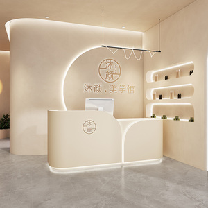 High-end personalizzabile forma di colore moderna in legno <span class=keywords><strong>Reception</strong></span> molteplici funzioni di stoccaggio <span class=keywords><strong>per</strong></span> il salone Hotel <span class=keywords><strong>ufficio</strong></span> commerciale - Product Image 4