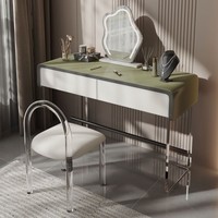 Table de toilette moderne minimaliste italienne en bois massif avec pieds en acrylique et assise en cuir pour salle de bain et salle à manger
