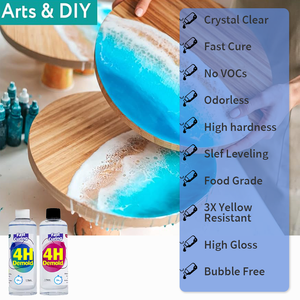 Kit <span class=keywords><strong>de</strong></span> résine époxy liquide effet <span class=keywords><strong>verre</strong></span> haute brillance sans bulles 1:1 AB pour tables en bois et plateaux <span class=keywords><strong>de</strong></span> tables artistiques - Product Image 2