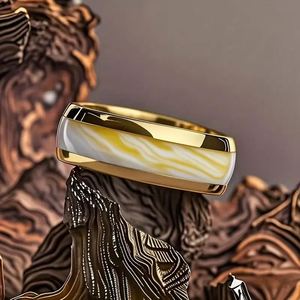 Anillos De Acero Inoxidable 8MM Fashion Men Stainless Steel <b>Rings</b> White Stone Inlay Engagement Wedding Band Jewelry - Product Image 4