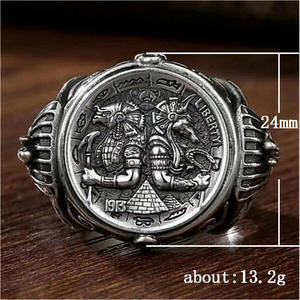 Anello da uomo H084 a forma di piramide, in lega, gioiello alla moda, regalo senza pietre. - Product Image 5