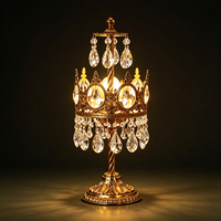 Lampe de table vintage française en cristal doré, lustre de luxe K9, lampe de chevet pour chambre d'hôtel
