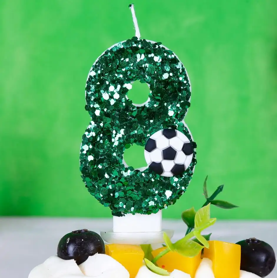 Velas criativas para decoração de bolos, novos números de feliz aniversário, 0-9 figuras, velas digitais para meninos, série de futebol, novidade de fantasia