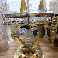 Offre Spéciale dernier mariage or acier inoxydable cristal rond côté verre miroir gâteau table top gâteau tables pour mariage et événement