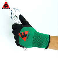 Gestrickte nylon mit latex beschichtet grip handschuhe handjob latex handschuhe 13 gauge polyester/nylon mit farbe latex schaum beschichtet arbeit gl