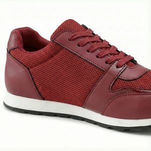 Nouvelles baskets basses personnalisées <span class=keywords><strong>bordeaux</strong></span> en maille et PU pour femmes 2026 (à lacets + fermeture éclair latérale) - Product Image 3