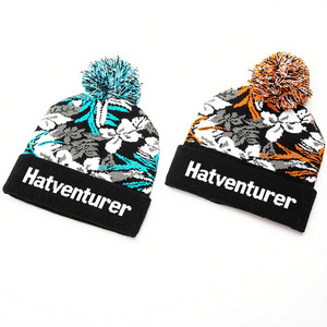 Berretto con Pompon in Acrilico Personalizzato con Logo Ricamato per Esterni, Caldo per Autunno e Inverno - Product Image 4