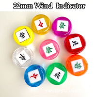Set Indikator Angin Mahjong Akrilik Kristal 22mm, 6 Buah Ubin Angin Empat Arah & Naga, 9 Pilihan Warna