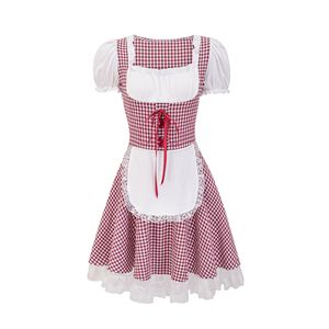 Traditional Plaid Dirndl Dress Women Oktoberfest Beer Maid Costume Adult Size Multicolor <b>Gingham</b> Skirt - Product Image 2
