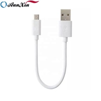 Mini 10cm USB 2,0 tipo a macho a Micro B macho Cable de carga de 5 pines chaqueta de PVC blanco con blindaje trenzado para cámara y computadora