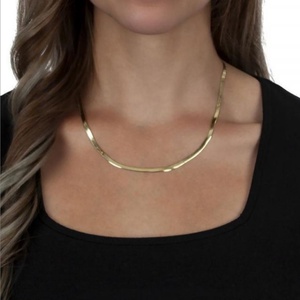 New 18k Stainless Steel Women Jewelry Rope Link <b>Necklace</b> <b>Long</b> Real Gold Plated Flat Snake <b>Chain</b> <b>Necklace</b> - Product Image 1