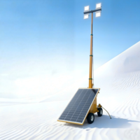 Tour d'éclairage mobile solaire 4x100W LED, élévation 6M, étanche IP65, utilisation par une seule personne pour la construction extérieure