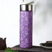 Bouteille isotherme en titane à double paroi avec infuseur à thé intégré, légère, 450 ml, en titane pur, mini-bouteille d'eau pour thé