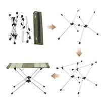 Table de camping tactique extensible portable de petite taille pour l'extérieur, table de cuisine pliable avec cadre en aluminium, moderne et réglable