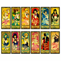 Carte dorée légère de taille originale, plaquée or, 12 designs, JP Anime Magical Girl Guardian, pour collection