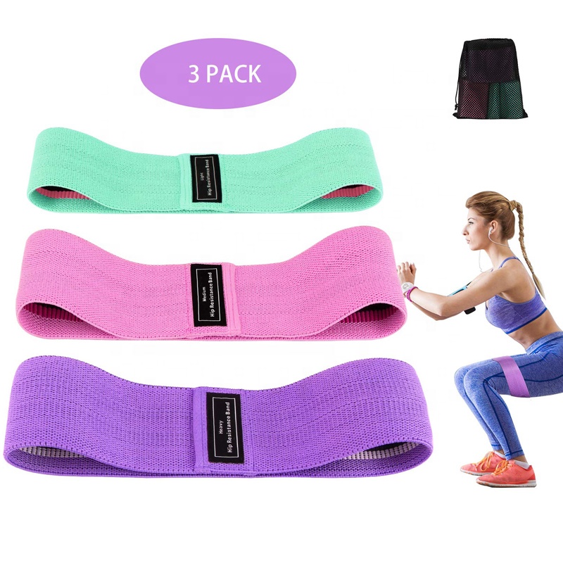 B & M Yoga Elastische Weerstand Booty Band Set Loop Hip Cirkel 3 Set Stof Resistance Bands Set Fitness Yoga hip Weerstand Band