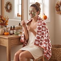 Serviettes de bain en coton imprimées citrouille d'automne, douces et à séchage rapide, pour la salle de bain, la piscine, décoration d'automne, cadeau de Thanksgiving