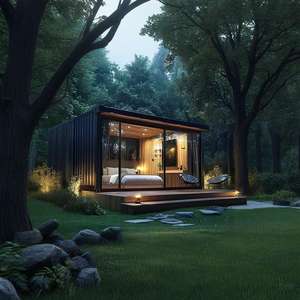 Casas modulares modernas prefabricadas de acero ligero-Retiros de vacaciones de lujo en <span class=keywords><strong>el</strong></span> bosque Glamping - Product Image 2