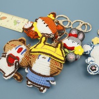 Porte-clés animaux au crochet faits main, breloques de sac en coton doux tricoté (chat, renard, lapin), mini-poupées amigurumi mignonnes, cadeau créatif