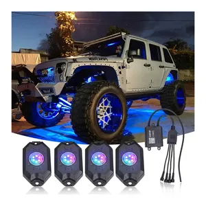 4/6/8 Pods Multicolor Off Road RGB 9W LED RGBW 4x4 Rock Lights Kit APP Controller Chasing Led Underglow Lights Cars for Polaris