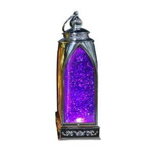 Hotsale sıcak beyaz led ışık animasyonlu karikatür kristal antik ev dekor aile hediye Xmas Quadrate Glitter su fener lamba