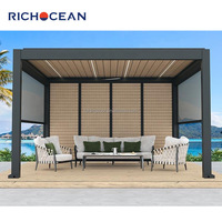 Pergola électrique en aluminium RICHOCEAN pour maison, auvent réglable imperméable à l'eau pour l'extérieur