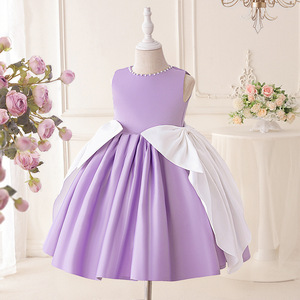 Robe de princesse élégante sans manches pour filles, avec grand nœud et tulle bouffant, idéale pour les fêtes d'anniversaire des enfants, les spectacles et les déguisements de scène - Product Image 2