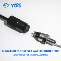 Connecteur micro sous-marin 2 broches compatible SubConn MCIL2F+MCBH2M, mâle et femelle, 10A 300V IP69K 7000m, acier inoxydable plaqué or