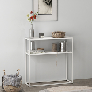 Table <span class=keywords><strong>console</strong></span> moderne en tube de fer convertible pour chambre à coucher, étagère de présentation étroite pour entrée avec <span class=keywords><strong>rangement</strong></span>, meuble de salon - Product Image 4