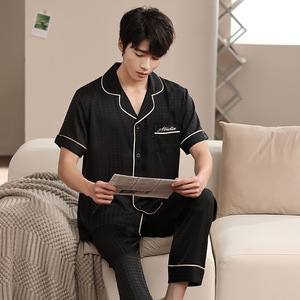 Set <span class=keywords><strong>Pigiama</strong></span> Estivo <span class=keywords><strong>Nero</strong></span> e Rosso per Coppie, Abbigliamento da Notte Personalizzato per <span class=keywords><strong>Uomo</strong></span> e Donna, <span class=keywords><strong>Pigiama</strong></span> alla Moda con Motivo Pied-de-Poule - Product Image 6