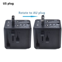 Universele zwarte aluminiumlegering reisadapter met 4 USB-C poorten voor laptop, mobiele telefoon, camera & LED AC slim opladen