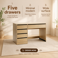 Bureau d'ordinateur moderne en bois avec tiroirs pour le bureau
