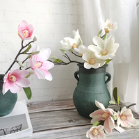 Tige de fleur de magnolia en soie, décoration de mariage, faite à la main pour la fête des mères et Pâques