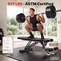 Banc de musculation pliable multi-positions, capacité 827 lb, inclinaison réglable, station d'entraînement plate