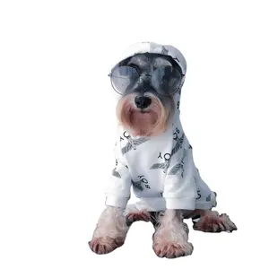 Franse Bulldog Teddyschnauzer Zwart-Wit Print Designer Hondenhoodie Huisdier